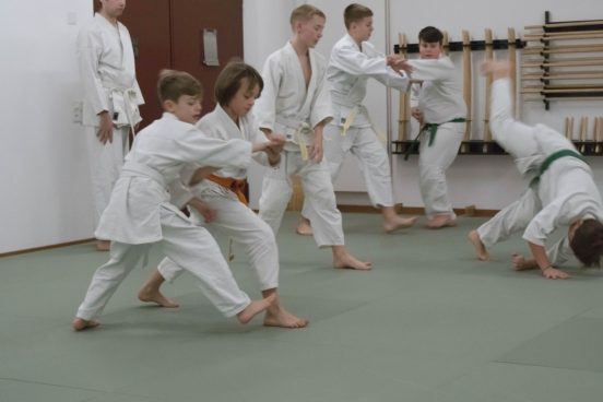 Bambini e adulti all'allenamento di aikido; Foto: Aikido Mittelland